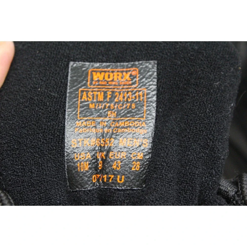 WORX by Red Wing Shoes Men's‎ 10 M 6552 Safety Toe Work Boots Black Leather
